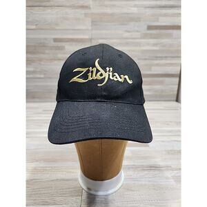 Zildjian Black Strapback Hat Cap Adjustable Adult Gold Embroidered